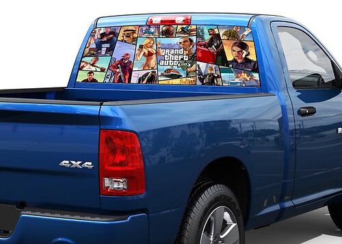 Gran Theft Auto 5 GTA Rear Window Vinyl Decal for Pick-up Trucks SUVs