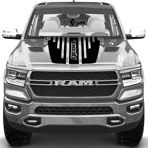 TRX Rebel Hood Stripes Vinyl Decal for Dodge Ram Rebel 2021+_1