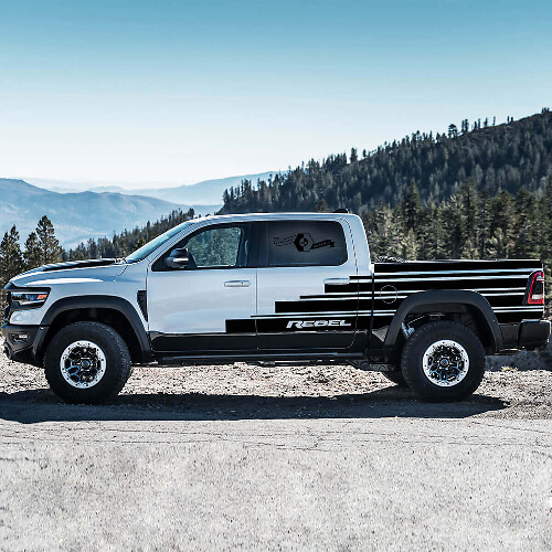 Steps Style Side Stripes Vinyl Decal Set for Dodge Ram Rebel 2021+