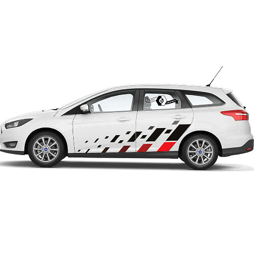 Checkered Style Door Stripes Vinyl Decal Kit for Musclecar Focus