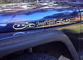 jeep girl wrangler hood side vinyl decal stickers any color