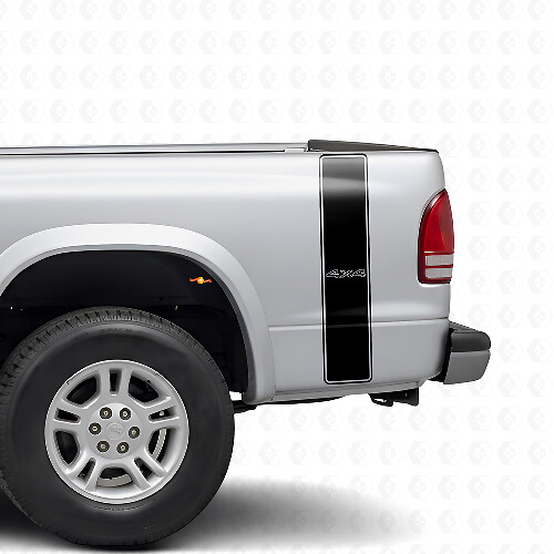 4x4 Outline Stripes Rear Side Vinyl Decal Kit for Dodge Dakota 1997+