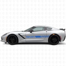 Racing Sport Checkered Flag Side Stripes Vinyl Decal Set for Chevy Corvette_2