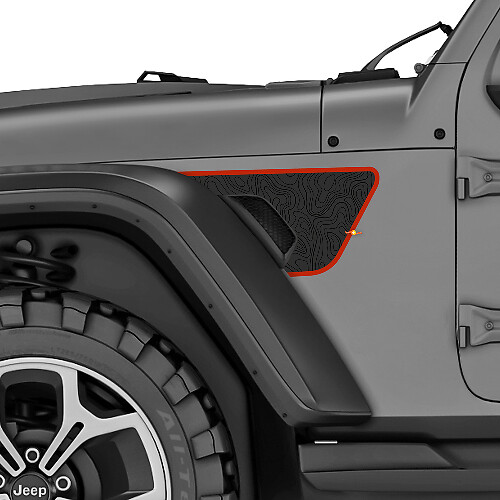 Topographic Map Fender Vent Vinyl Decal Kit for Jeep Wrangler Rubicon