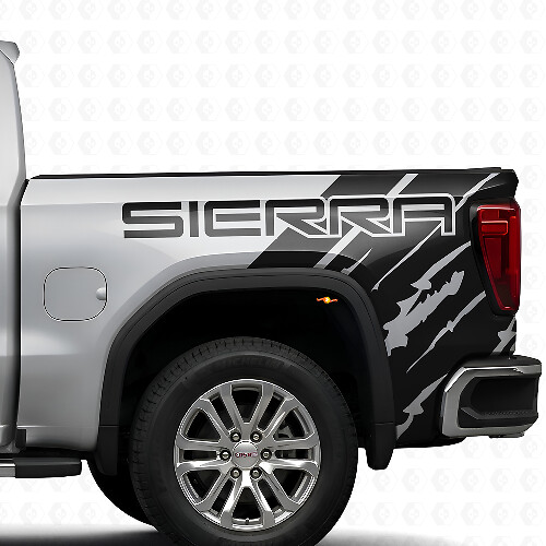 Branded Distressed Style Bed Side Vinyl Decal Kit for GMC Sierra 2019
