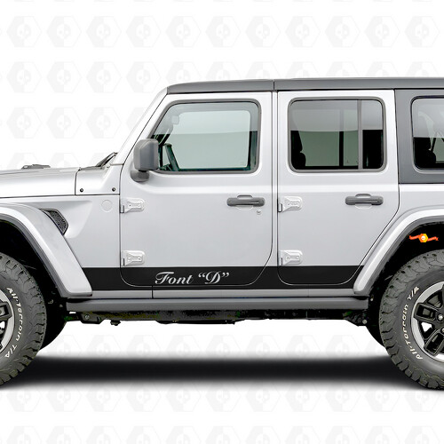 Custom Straight Stripes Side Vinyl Decal Sticker for Jeep Wrangler 2018-2027