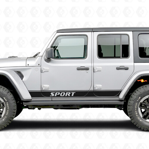 Sport Lettering Outline Stripes Side Vinyl Decal Sticker for Jeep Wrangler 2018-2027