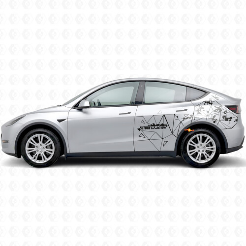 Future In Motion Triangle Style Side Vinyl Decal Sticker for Tesla Model Y