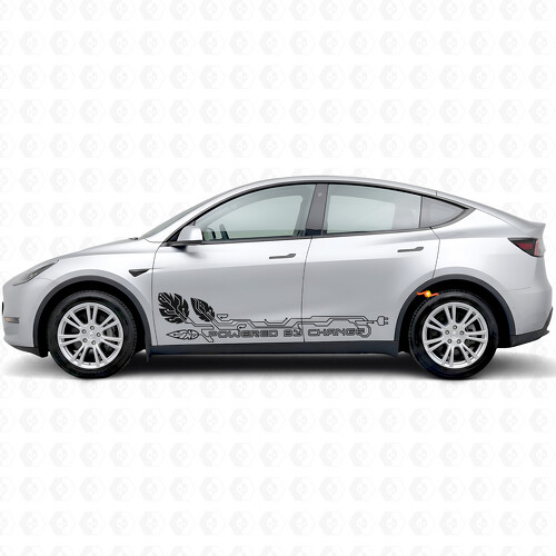 Powered by Change Side Door Vinyl Decal Sticker for Tesla Model Y