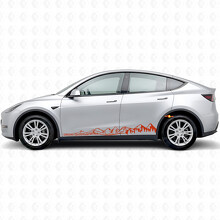 Drive Quietly Go Far Mountains Style Side Vinyl Decal Sticker for Tesla Model Y_4