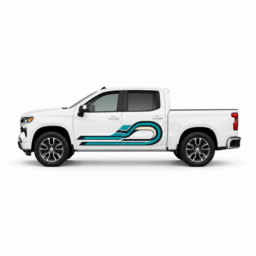 Tidal Circuit Geometric Loop Side Door Vinyl Decal Sticker for Chevrolet Silverado T1XX 2018-2026
