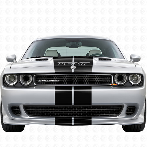 Dual Stripes with Custom Text Full Kit Vinyl Decal Sticker for Dodge Challenger 2008-2014