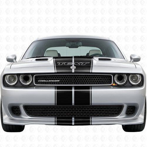 Dual Outline Stripes & Custom Text Full Kit Vinyl Decal Sticker for Dodge Challenger 2008-2014
