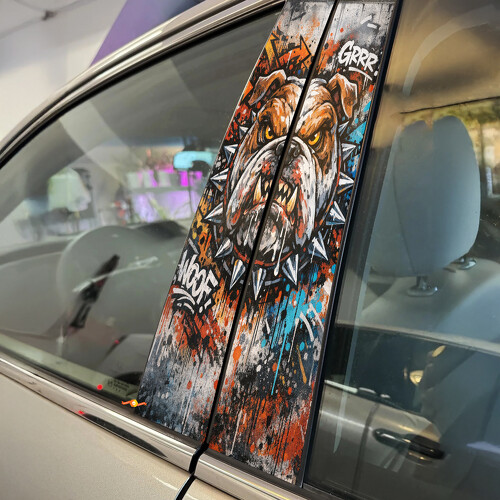 Angry Bulldog Graffiti Style Door Pillar Vinyl Decal Sticker