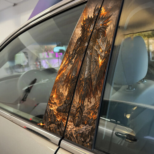 Warrior in Dragon Armor Door Pillar Vinyl Decal Sticker_1