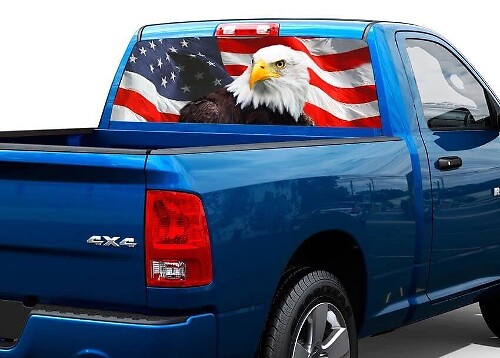 American Eagle Flag Rear Window Vinyl Decal for Pickup Trucks and SUVs