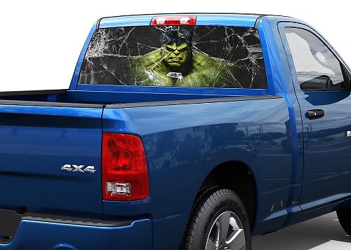 Hulk-Style Broken Glass Rear Window Decal for Pickup Truck SUV