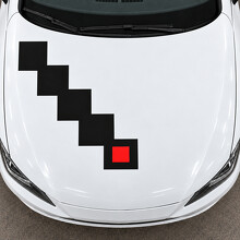Checker Stair Hood Vinyl Decal Sticker for SEAT Ibiza Cupra SC 2015-2017_2