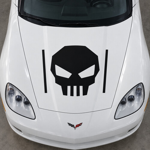 Skull Outrigger Standard Coupe Hood Vinyl Decal Sticker for Chevrolet Corvette C6 2005-2013_1
