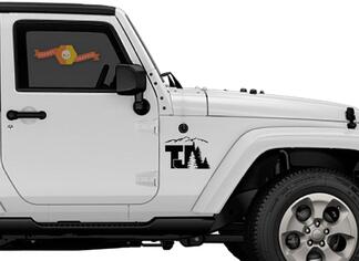 Jeep TJ tree mountain Decal Wrangler Decals Stickers Logo-pick color