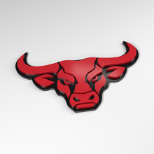 Bull Wide Horns 3D Acrylic Badge_3