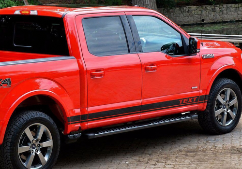 Custom Text Double Outline Stripes Rocker Panel Vinyl Decal Sticker for Ford F-150