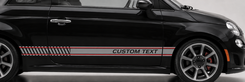 Custom Text Passenger Side Door and Front Fender Stripes Vinyl Decal Sticker Kit for Fiat 500 Abarth 2007