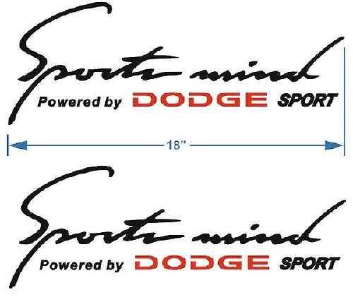 2 Sports Mind Powered by DODGE Decal sticker 18 inch