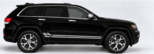 2 Side Stripes with Stepped Rear Accents Vinyl Decal Kit for Jeep Grand Cherokee