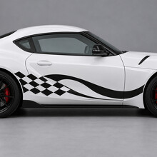 Checker Recoil Stripes Side Vinyl Decal Sticker for Toyota GR Supra 3.0 Premium A90 2020–2026_2