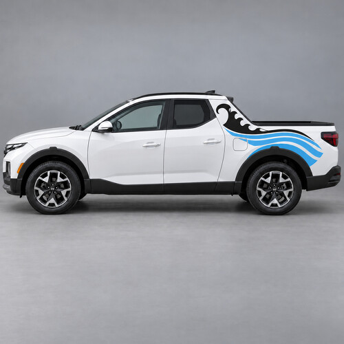 Coastal Breaker Wave Stripes Bedside and Pillar Vinyl Decal Sticker for Hyundai Santa Cruz SEL NXT 2022–2024