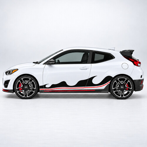 Triple Wave Comb Stripes Side Door Vinyl Decal Sticker for Hyundai Veloster N JS 2019–2022