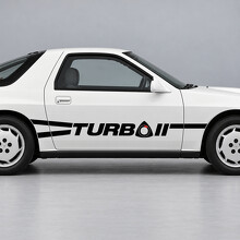 Rotary Turbo Ribbon Stripes Side Vinyl Decal Sticker for Mazda RX-7 Turbo II FC Series 4 Two-Seat Coupe 1987_2