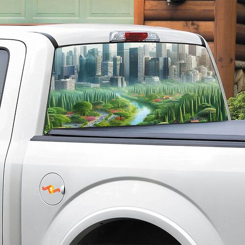 City vs Nature Rear Window Decal Sticker Pick-up Truck SUV Car