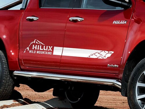 Branded Stripes Monuntain Style Side Vinyl Decal Sticker for Toyota Hilux 2016