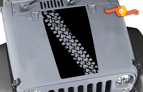 Tire Track Blackout Hood Vinyl Decal for Jeep Wrangler