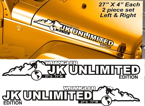JL Unlimited Edition Hood Vinyl Decal Sticker for Jeep Wrangler