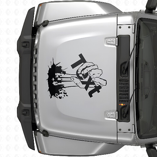 Zombie Hand Custom Text Vinyl Hood Decal for Jeep Wrangler