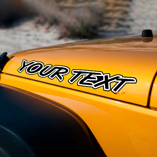 Lettering with Outline Hood Vinyl Decal for Jeep Wrangler 