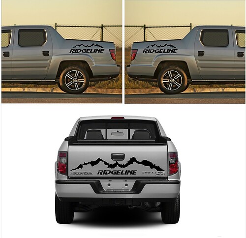 Ridgeline Mountains Style Bedside Tailgate Vinyl Decal Sticker for Honda Ridgeline