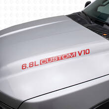 6.8L Custom V10 Hood Vinyl Decals for Musclecar F-250/350 Super Duty Excursion_4