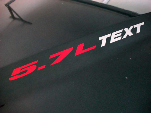 Custom Text 5.7L Hood Decal Pair for Dodge Ram, Charger, Challenger
