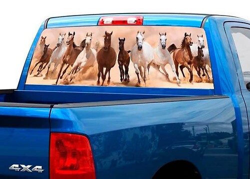 Running Horses Rear Window Perforated Vinyl Decal for Trucks and SUVs
