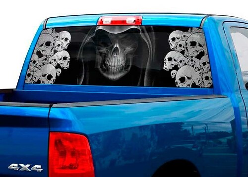 Skull Grim Reaper Rear Window Vinyl Decal for Pickup Trucks and SUVs