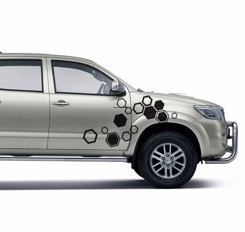 2PC hexagon pattern abstract geometric body rear tail side graphic vinyl for TOYOTA HILUX VIGO 2011 Stickers Decals