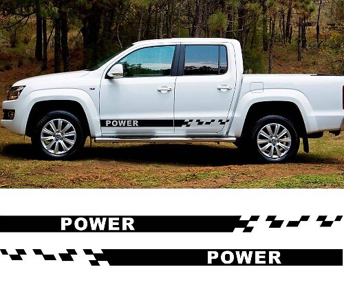 Power Checkered Side Stripes Vinyl Decal Set for VW Amarok 2010