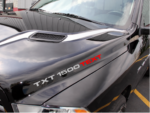 Custom Text 1500 Hood Vinyl Decals Kit for Dodge Ram 1500