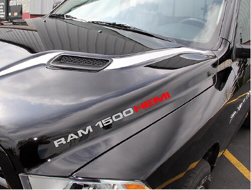Hemi Style Lettering Hood Vinyl Decals Kit for Dodge Ram 1500