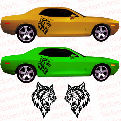 Custom Cat Head Door Graphic Pair Door Vinyl Decal Sticker for Dodge Challenger