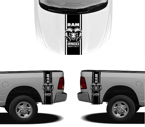 3X DODGE HOOD FENDER DECALS RAM 2500 1500 graphics vinyl body stickers